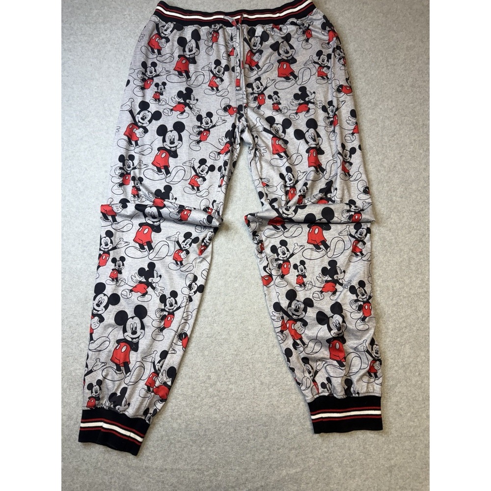 Disney Sleepwear Womens XL Gray Mickey Mouse Print Jogger Pajama Elastic 30x32 - Picture 1 of 7